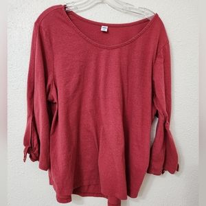 Old Navy 3/4 sleeve blouse red tie sleeves XL